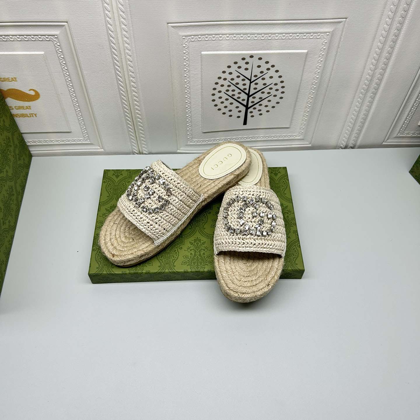 Gucci Women's espadrille with crystal Interlocking G - EUR FASHION