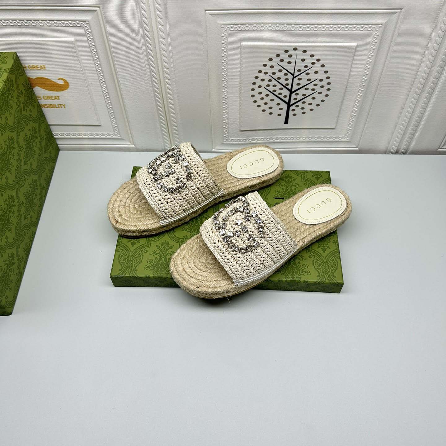 Gucci Women's espadrille with crystal Interlocking G - EUR FASHION