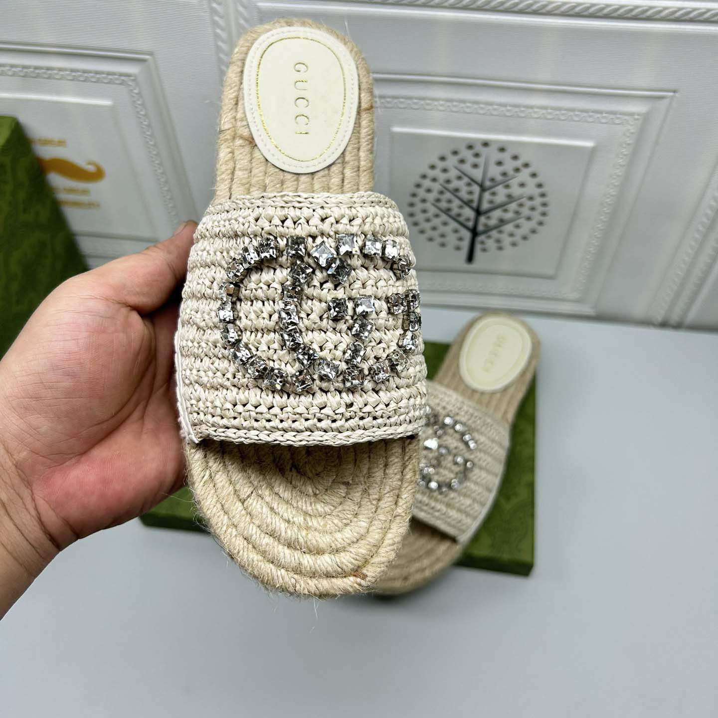 Gucci Women's espadrille with crystal Interlocking G - EUR FASHION