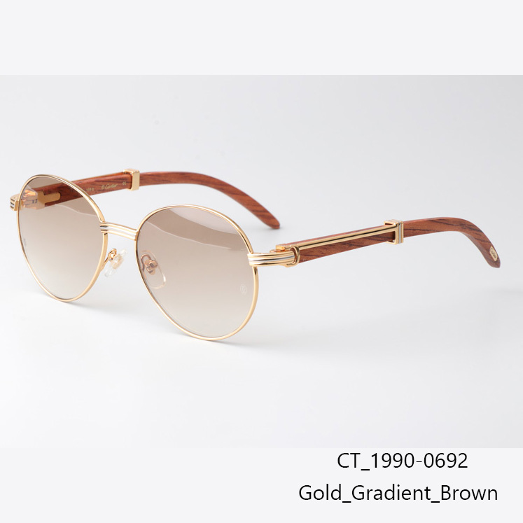 Cartier CT1990-0692 Wood Sunglasses Gold Gradient Brown - EUR FASHION