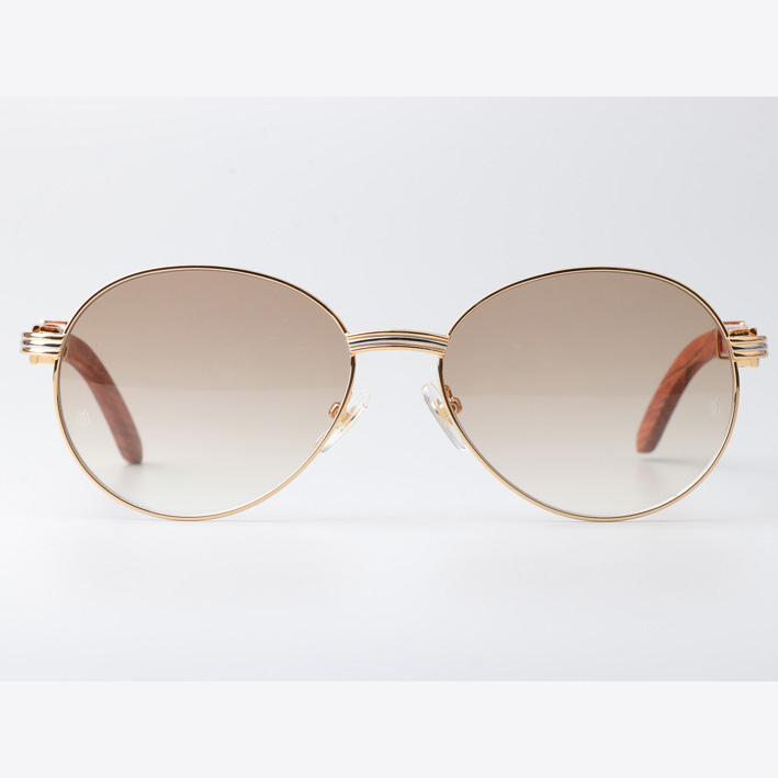 Cartier CT1990-0692 Wood Sunglasses Gold Gradient Brown - EUR FASHION