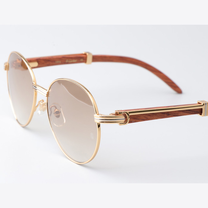 Cartier CT1990-0692 Wood Sunglasses Gold Gradient Brown - EUR FASHION