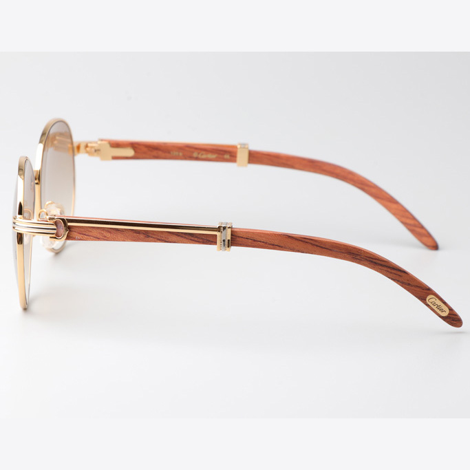 Cartier CT1990-0692 Wood Sunglasses Gold Gradient Brown - EUR FASHION