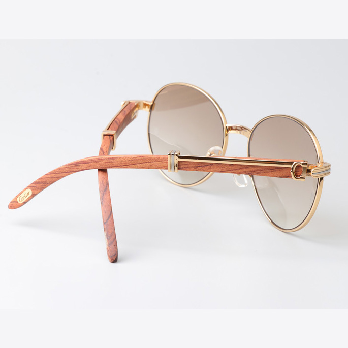 Cartier CT1990-0692 Wood Sunglasses Gold Gradient Brown - EUR FASHION