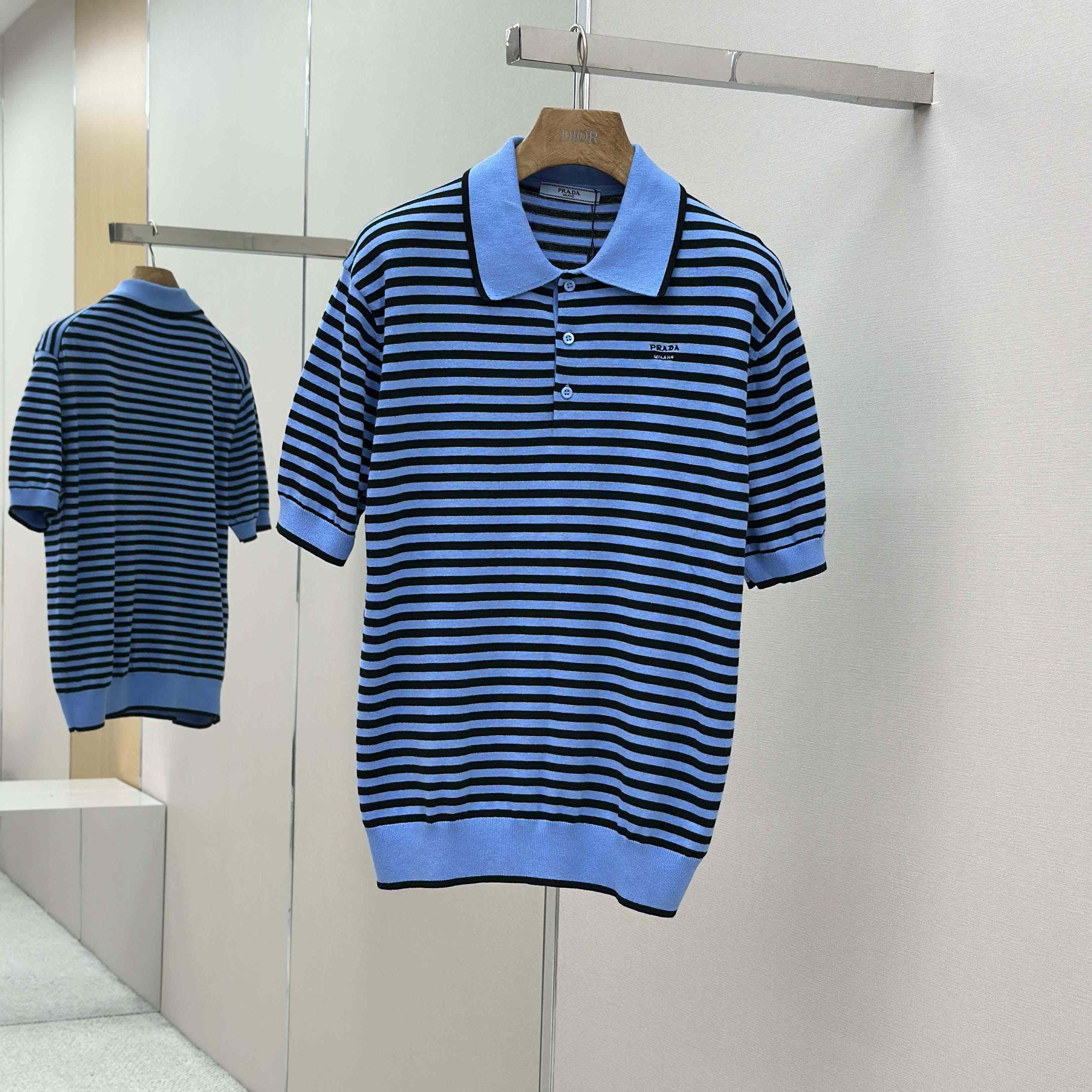 Prada Striped Cotton Polo Shirt - EUR FASHION