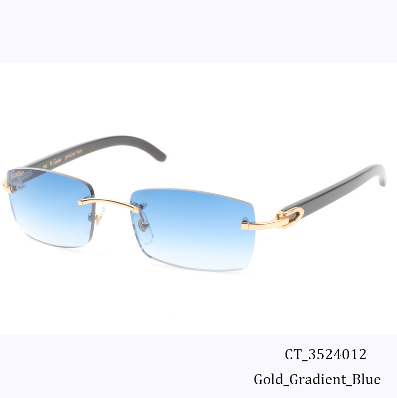 Cartier CT_3524012 Black Buffalo Sunglasses In Gold Gradient Blue - EUR FASHION