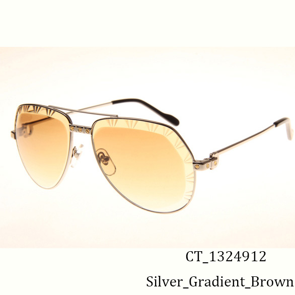 Cartier CT 1324912 Cut Lens Sunglasses In Silver Gradient Brown - EUR FASHION