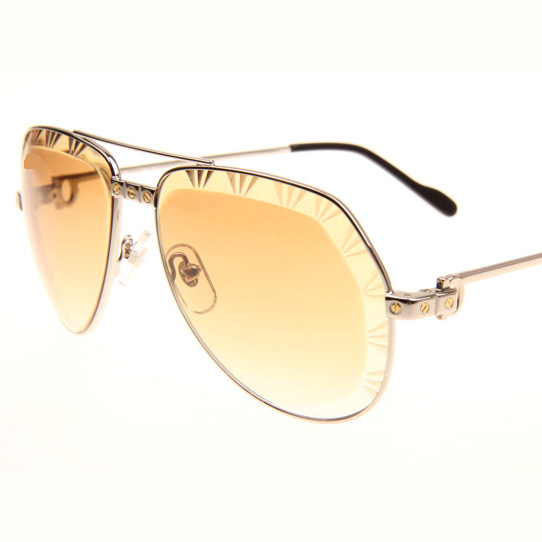 Cartier CT 1324912 Cut Lens Sunglasses In Silver Gradient Brown - EUR FASHION