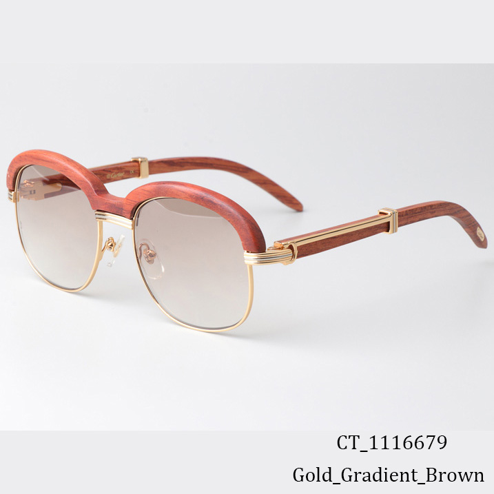 Cartier CT_1116679 Wood Sunglasses Gold Gradient Brown - EUR FASHION