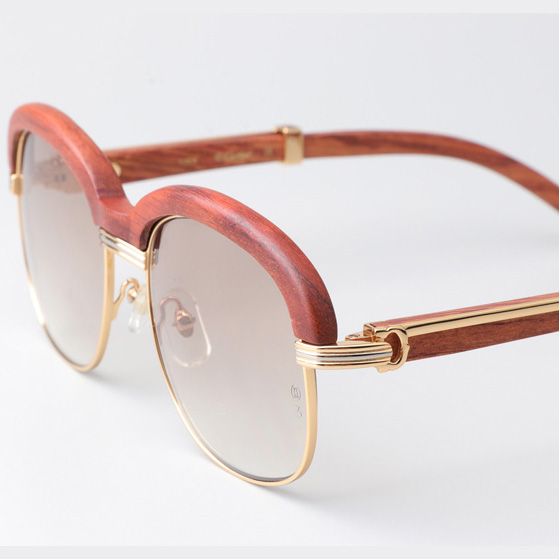 Cartier CT_1116679 Wood Sunglasses Gold Gradient Brown - EUR FASHION