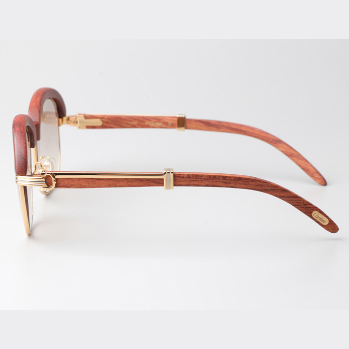 Cartier CT_1116679 Wood Sunglasses Gold Gradient Brown - EUR FASHION