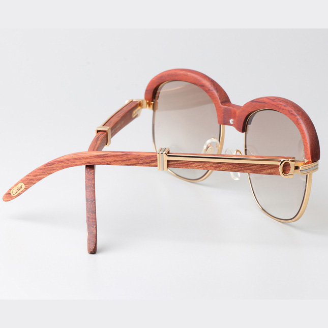 Cartier CT_1116679 Wood Sunglasses Gold Gradient Brown - EUR FASHION