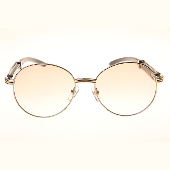 Cartier CT1990-0692 White Mix Black Buffalo Sunglasses In Silver Brown - EUR FASHION