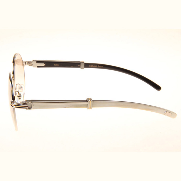 Cartier CT1990-0692 White Mix Black Buffalo Sunglasses In Silver Brown - EUR FASHION