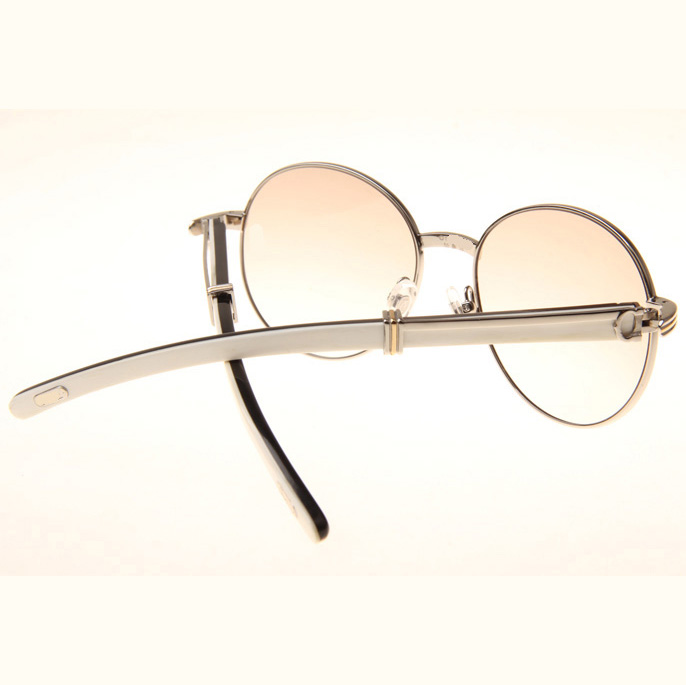 Cartier CT1990-0692 White Mix Black Buffalo Sunglasses In Silver Brown - EUR FASHION