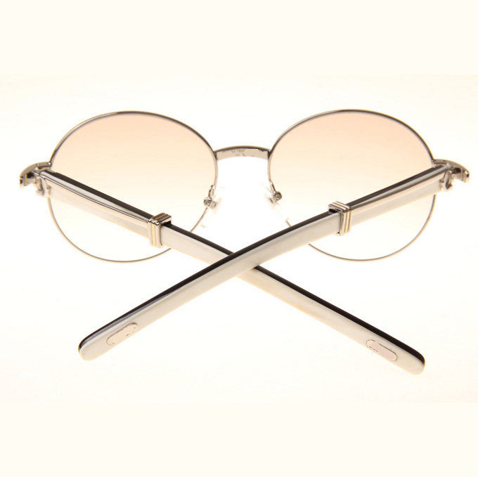 Cartier CT1990-0692 White Mix Black Buffalo Sunglasses In Silver Brown - EUR FASHION