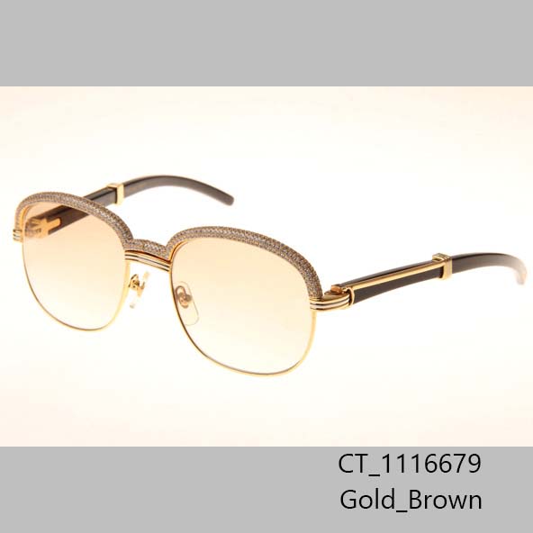 Cartier CT_1116679 Diamond Black Buffalo Sunglasses In Gold Brown - EUR FASHION