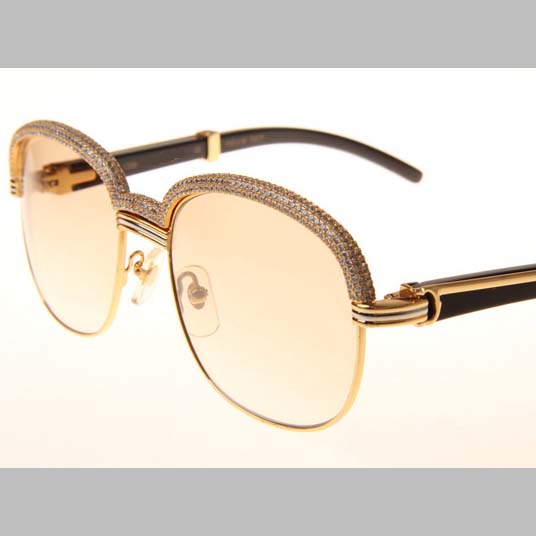 Cartier CT_1116679 Diamond Black Buffalo Sunglasses In Gold Brown - EUR FASHION