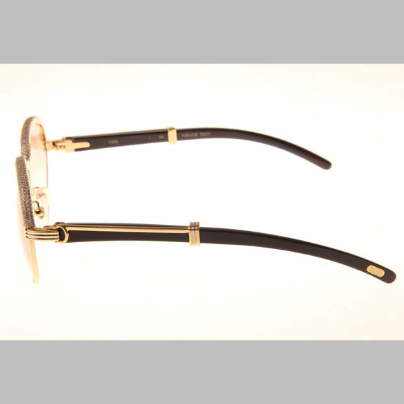 Cartier CT_1116679 Diamond Black Buffalo Sunglasses In Gold Brown - EUR FASHION