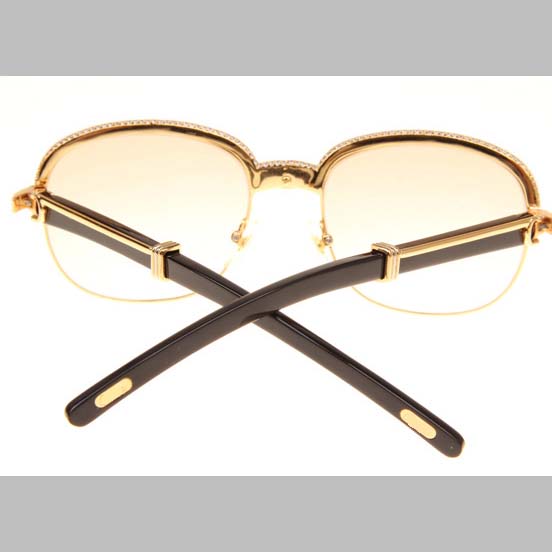 Cartier CT_1116679 Diamond Black Buffalo Sunglasses In Gold Brown - EUR FASHION