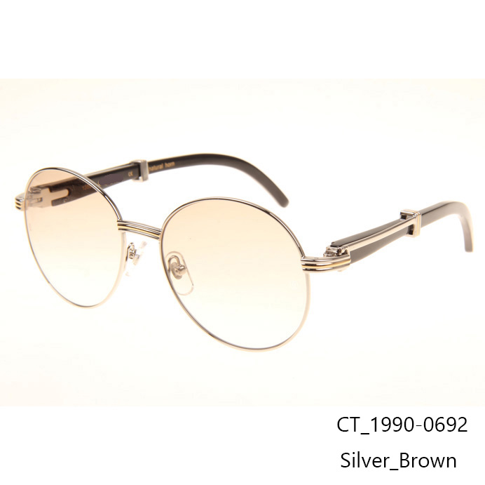 Cartier CT1990-0692 Black Buffalo Sunglasses In Silver Brown - EUR FASHION
