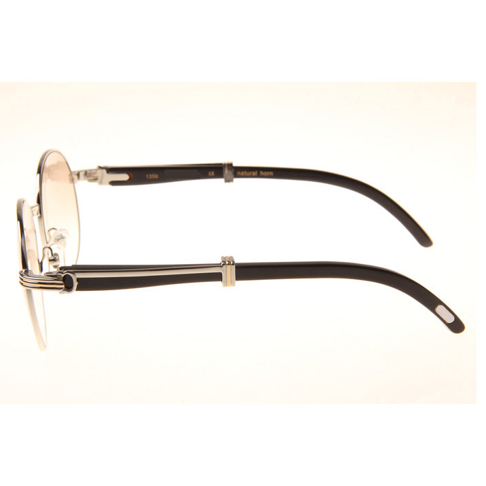 Cartier CT1990-0692 Black Buffalo Sunglasses In Silver Brown - EUR FASHION