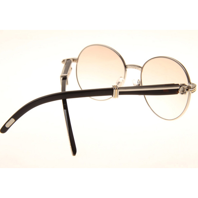 Cartier CT1990-0692 Black Buffalo Sunglasses In Silver Brown - EUR FASHION