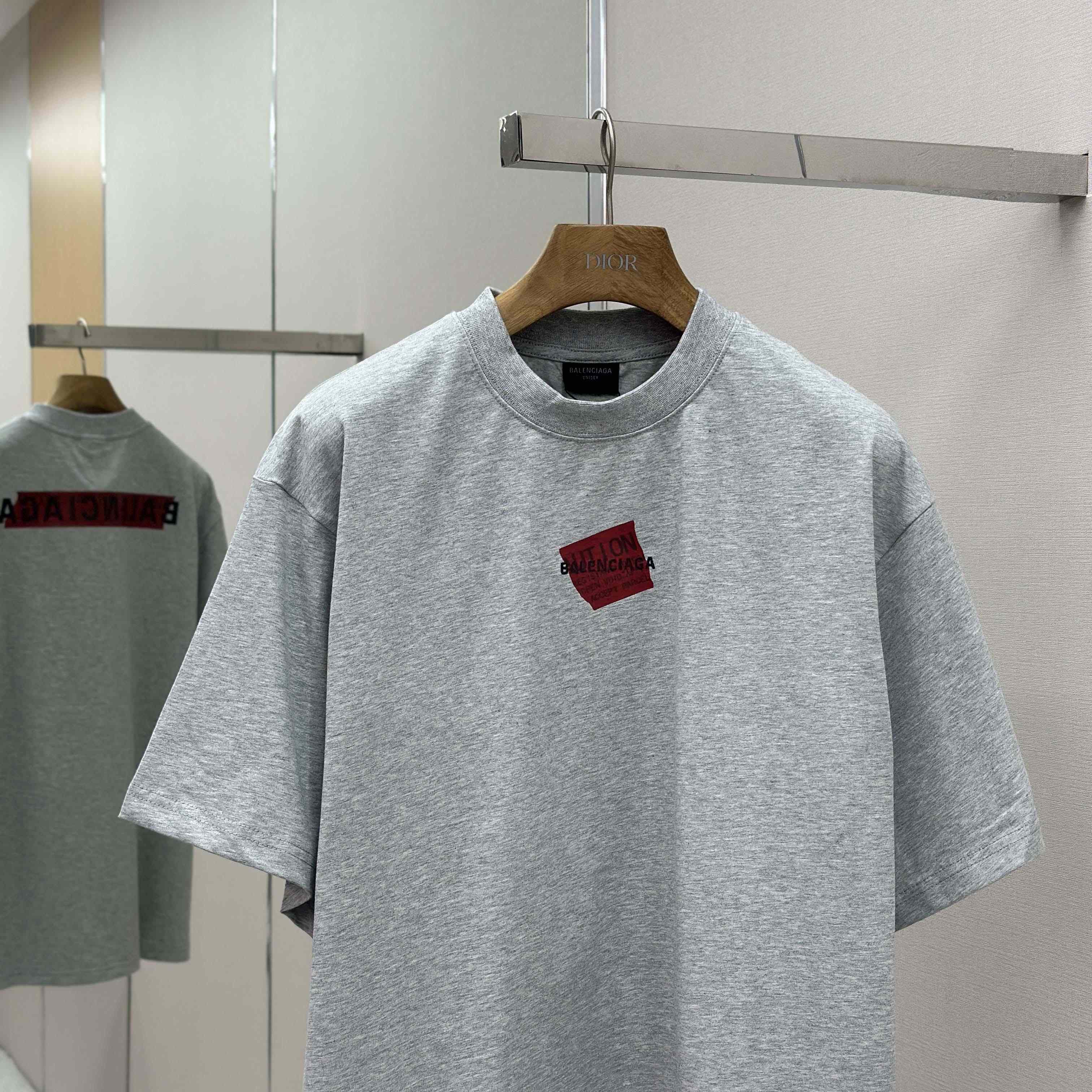 Balenciaga Taped Balenciaga Back T-Shirt Medium Fit in heather grey dry jersey - EUR FASHION
