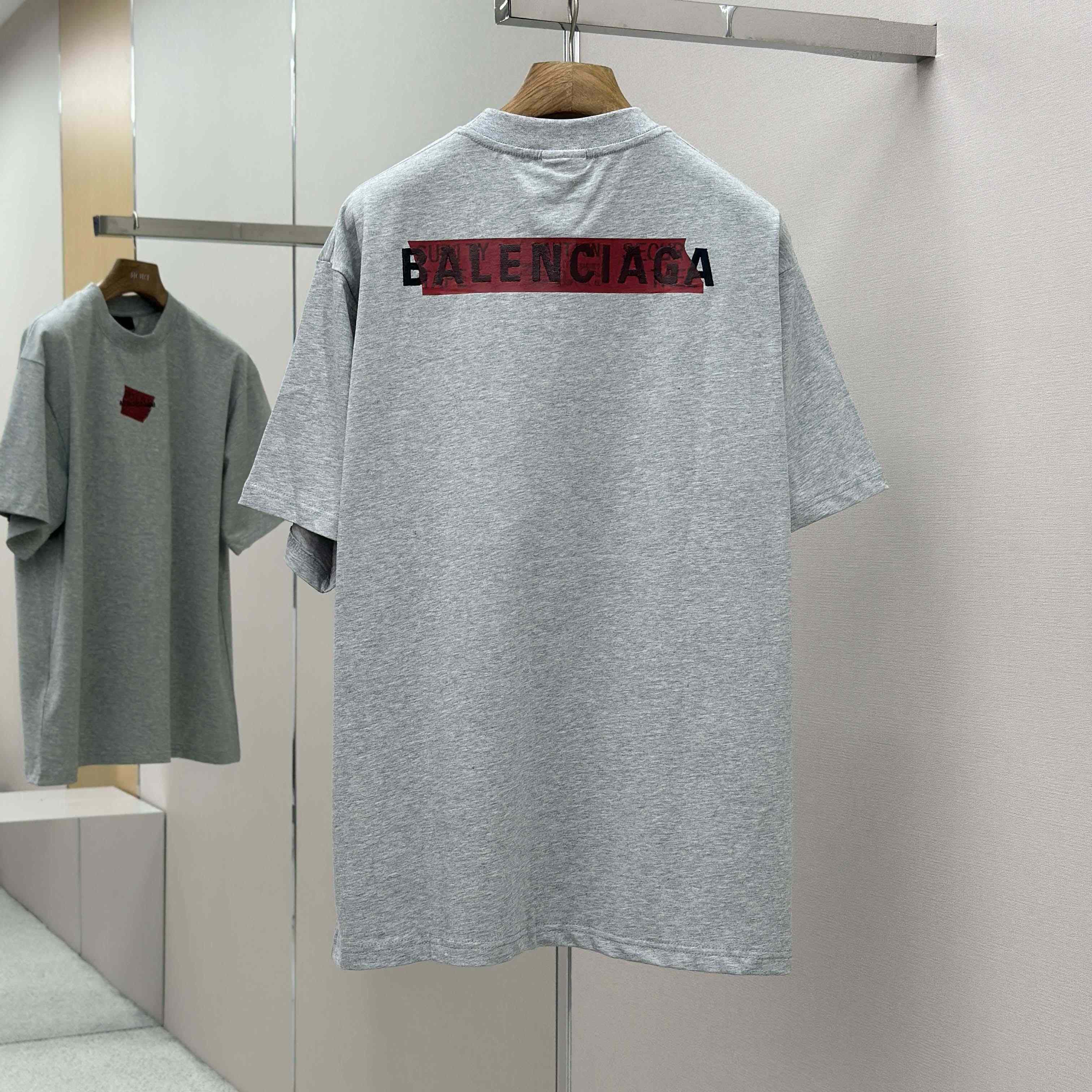 Balenciaga Taped Balenciaga Back T-Shirt Medium Fit in heather grey dry jersey - EUR FASHION
