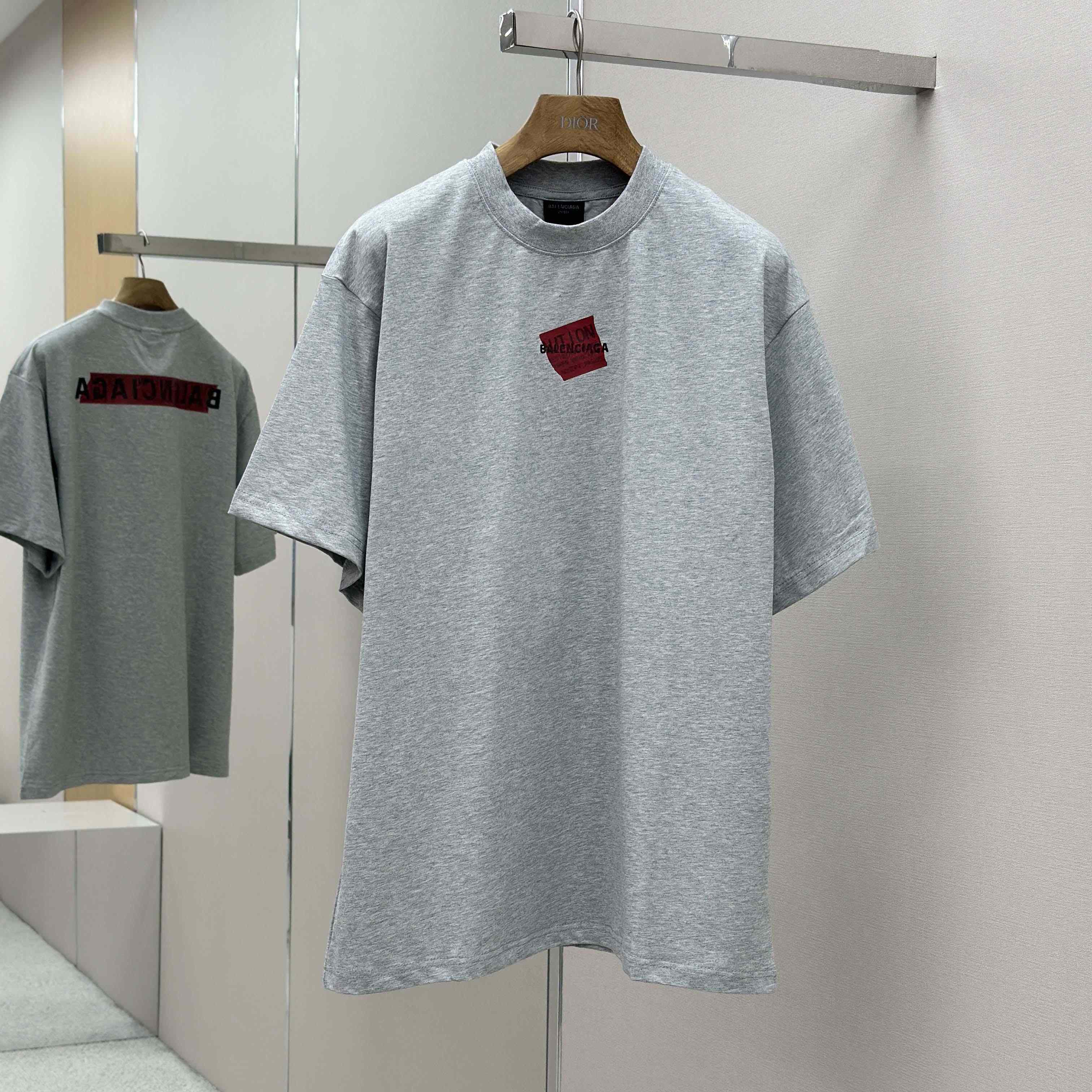 Balenciaga Taped Balenciaga Back T-Shirt Medium Fit in heather grey dry jersey - EUR FASHION