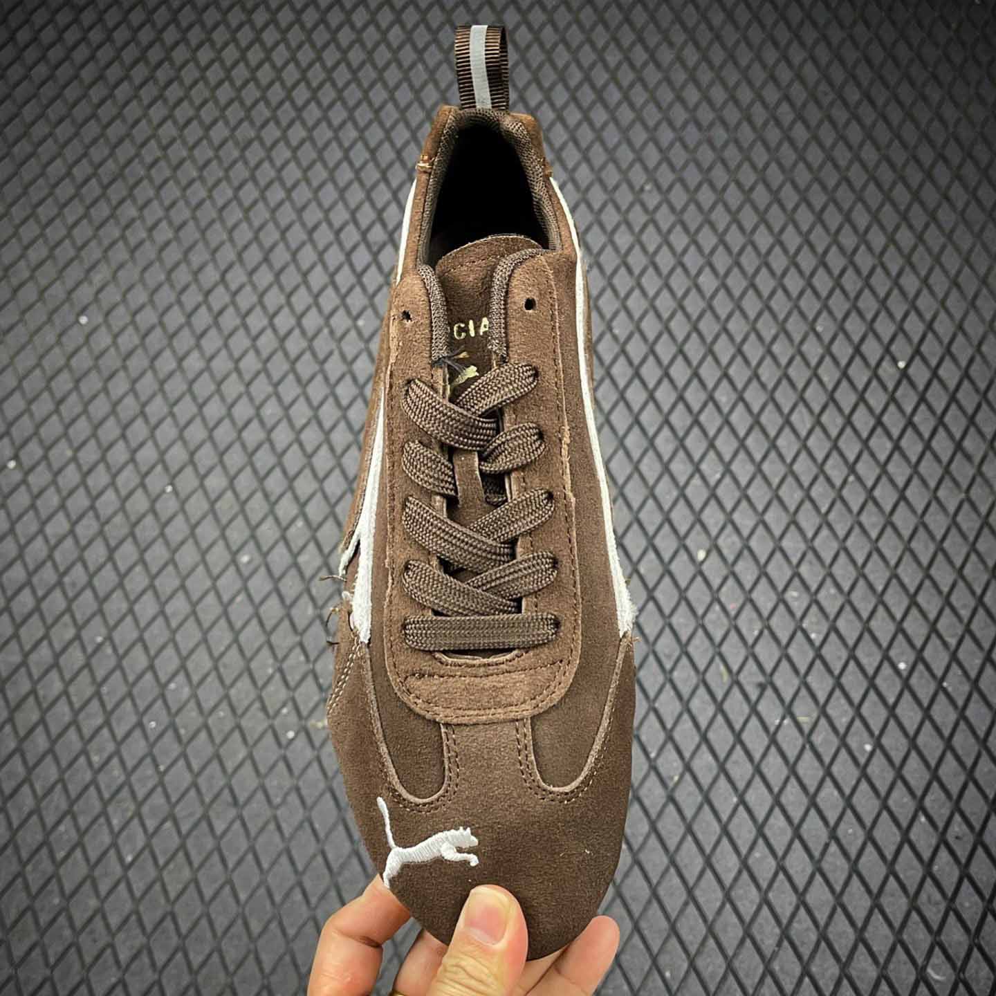 Balenciaga Speedcat Suede Balenciaga In Brown, White And Black Distressed Suede Cowskin - EUR FASHION