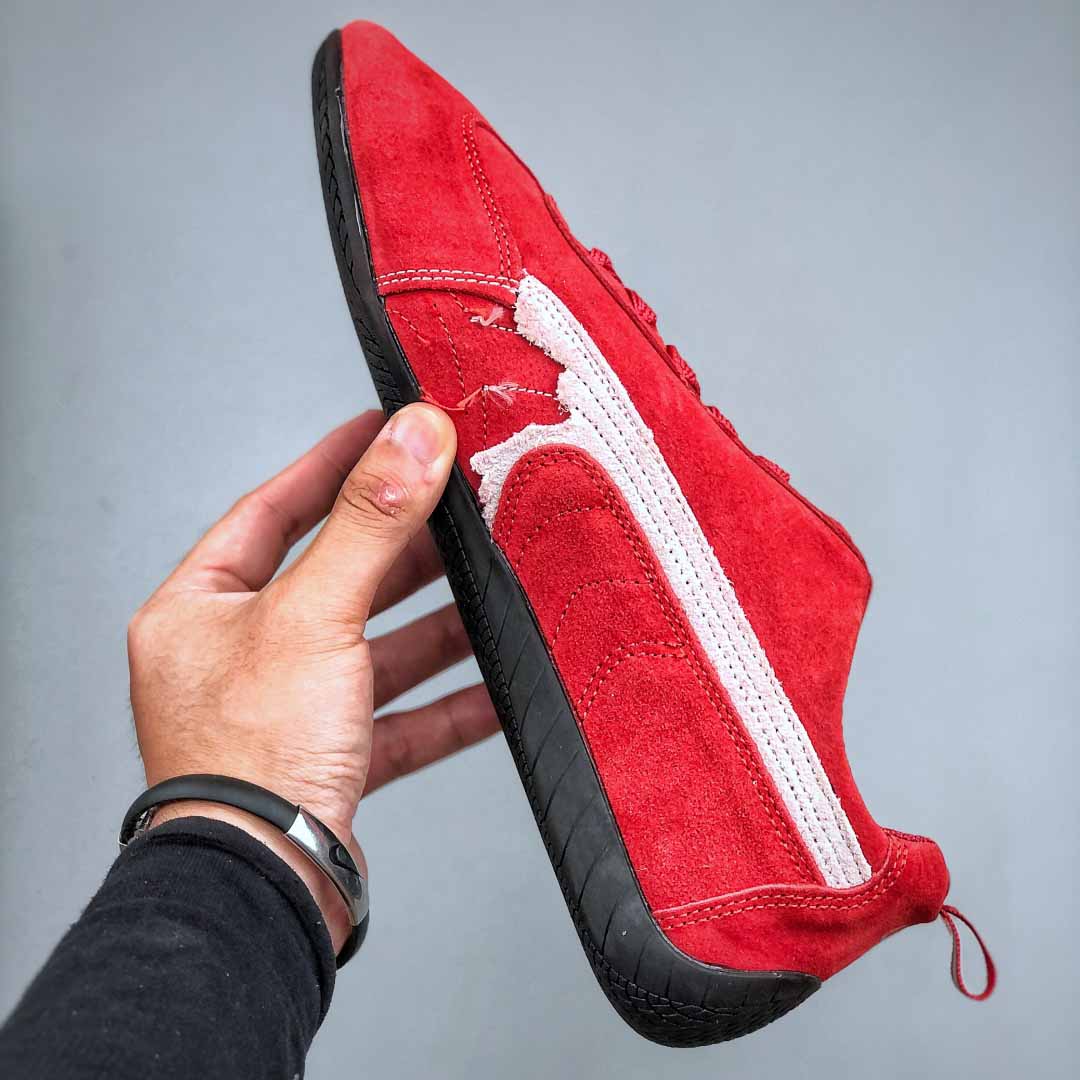 Balenciaga Speedcat Suede Balenciaga In Red, White And Black Distressed Suede Cowskin - EUR FASHION