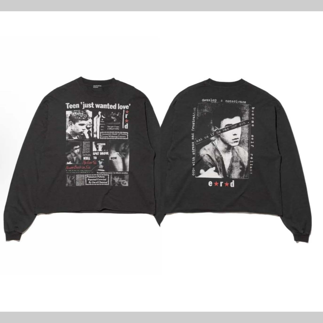 Enfants Riches Déprimés Teen Just Wanted Love Long-Sleeve T-Shirt 'Faded Black/Multicolor' - EUR FASHION
