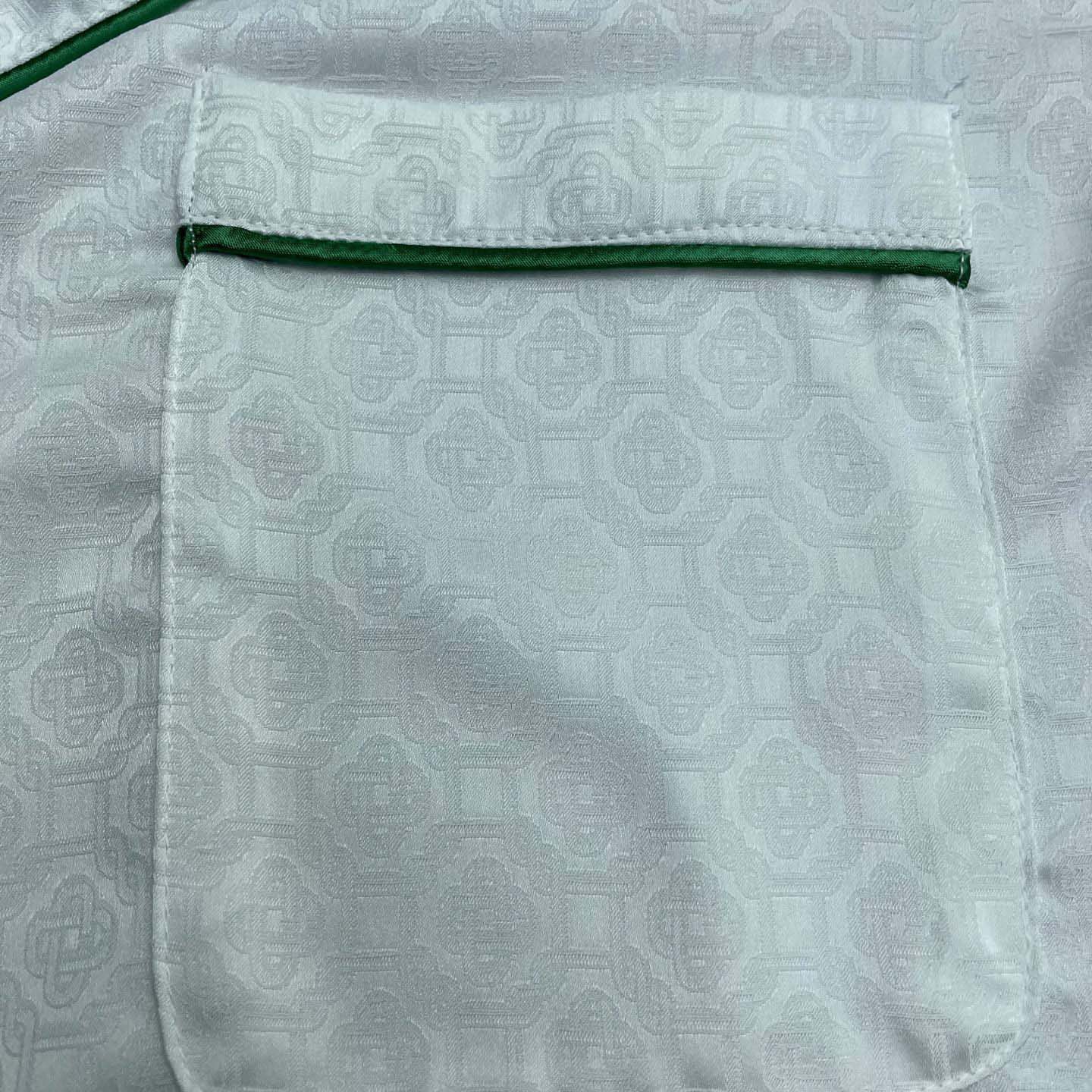 Casablanca Monogram Silk Twill Pajama Shirt In White   C1024 - EUR FASHION