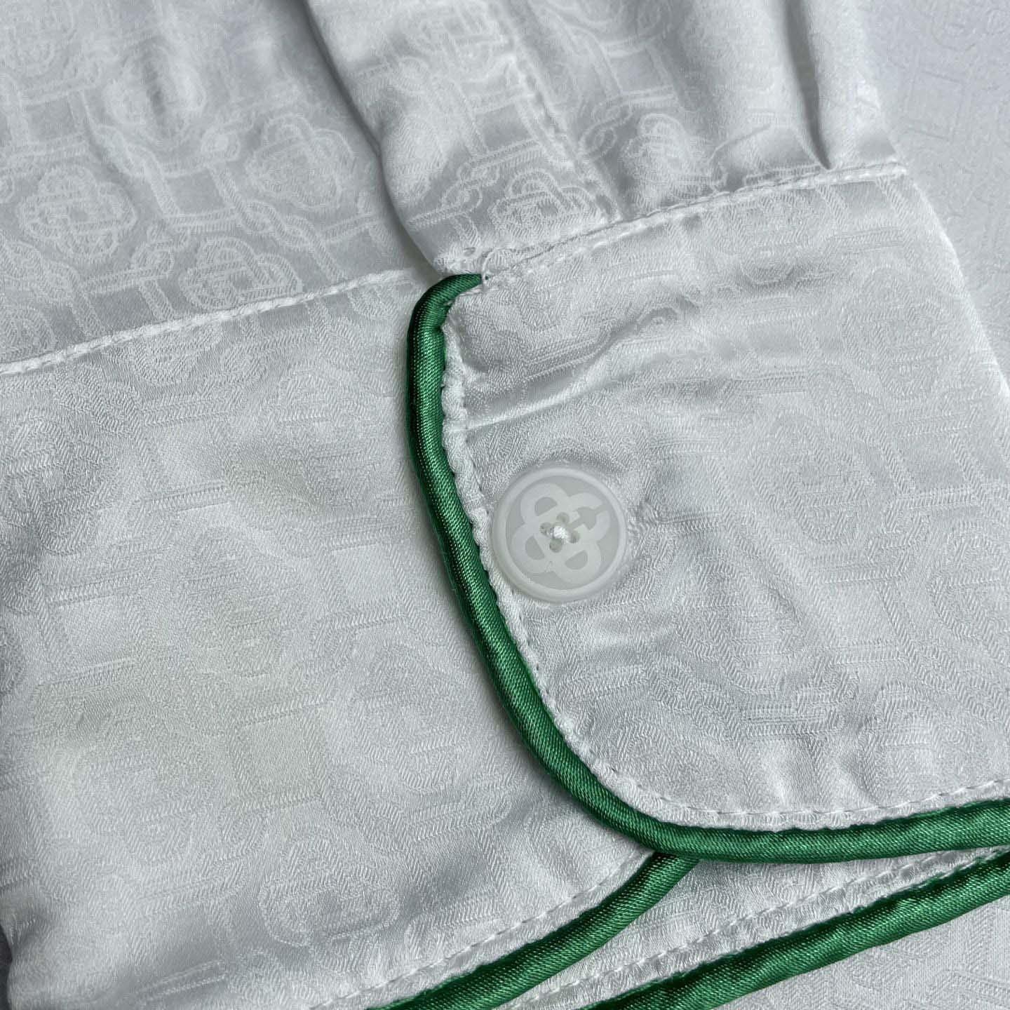 Casablanca Monogram Silk Twill Pajama Shirt In White   C1024 - EUR FASHION