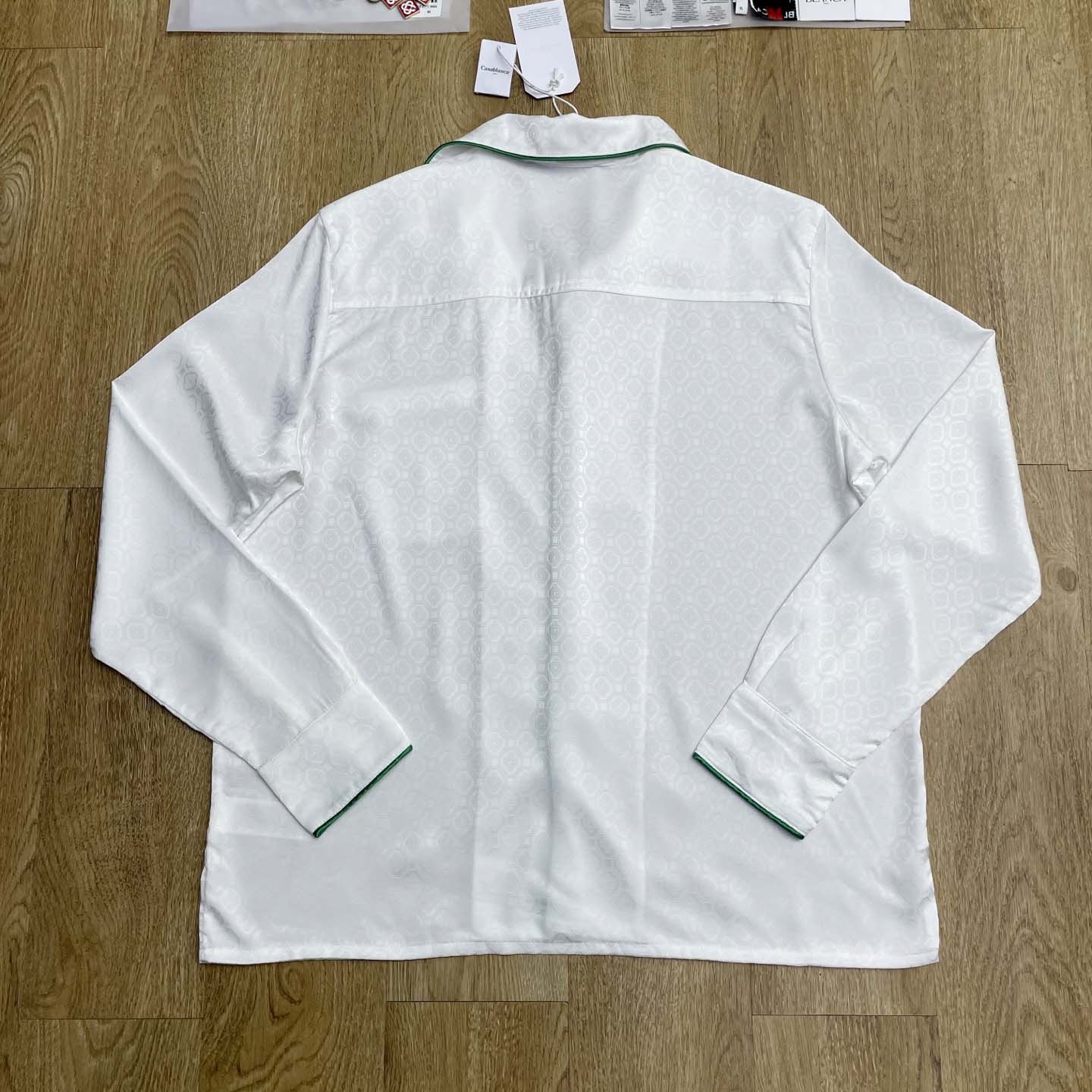 Casablanca Monogram Silk Twill Pajama Shirt In White   C1024 - EUR FASHION