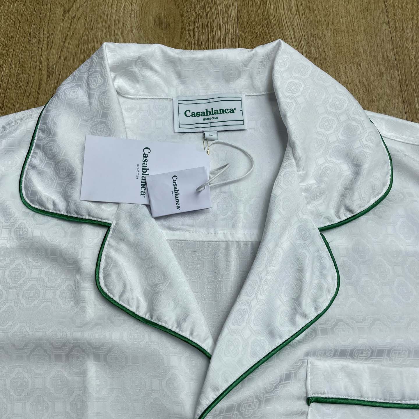 Casablanca Monogram Silk Twill Pajama Shirt In White   C1024 - EUR FASHION