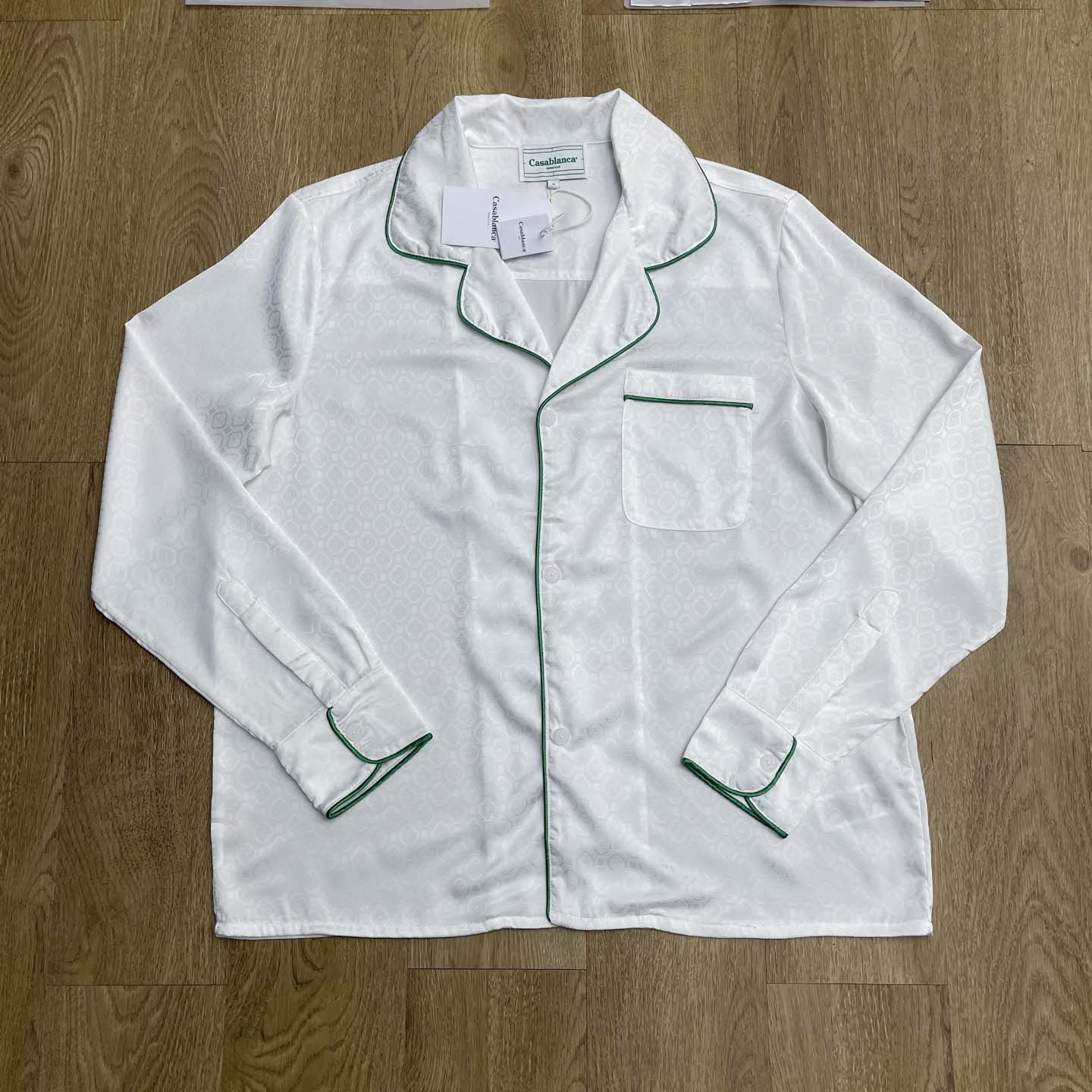 Casablanca Monogram Silk Twill Pajama Shirt In White   C1024 - EUR FASHION