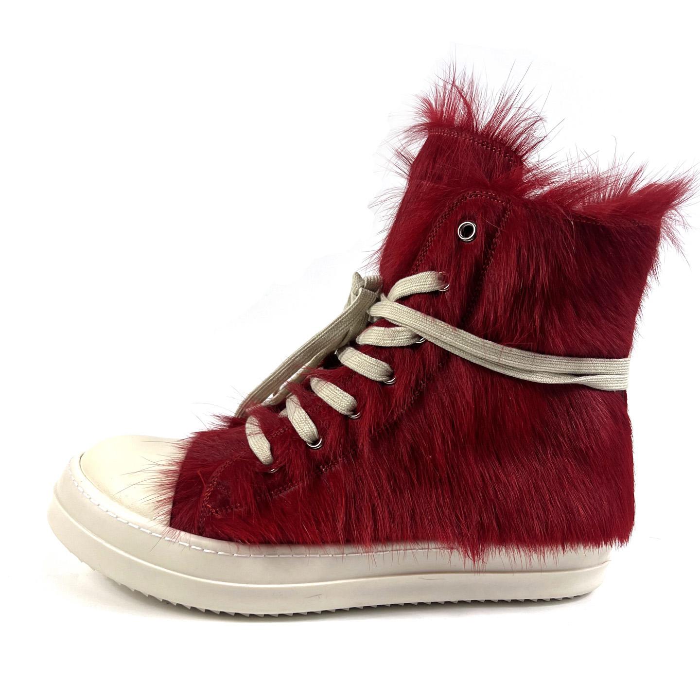 Rick Owens Pony Hair High-top Sneakers - EUR FASHION