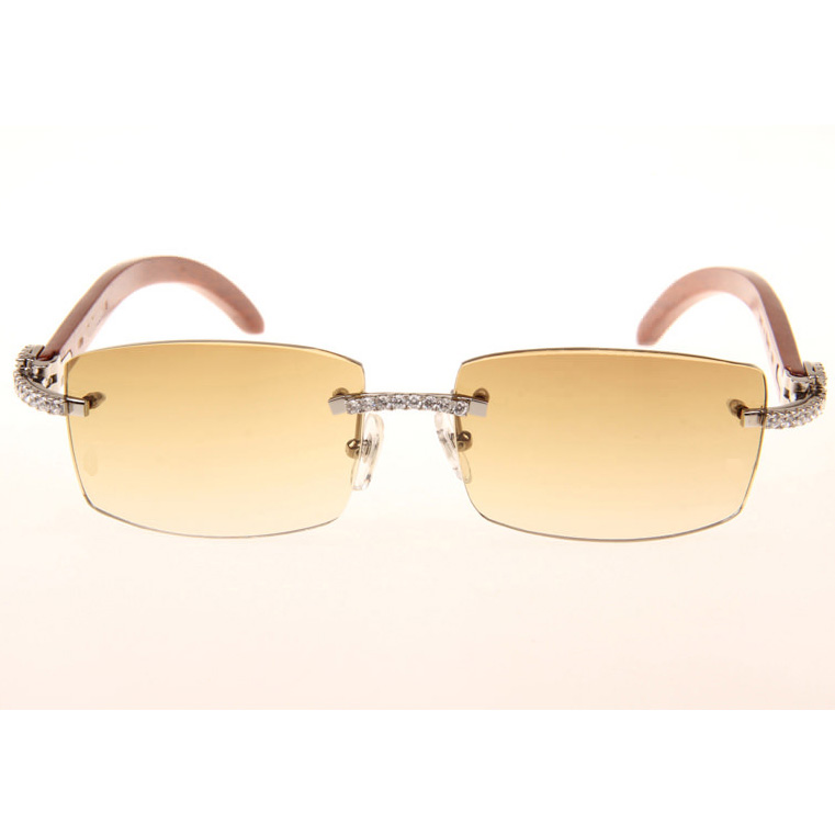 Cartier CT_3524012 Big Diamond Wood Sunglasses In Silver Brown - EUR FASHION