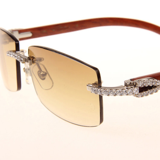 Cartier CT_3524012 Big Diamond Wood Sunglasses In Silver Brown - EUR FASHION