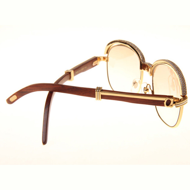 Cartier CT_1116679 Diamond Wood Sunglasses In Gold Brown - EUR FASHION