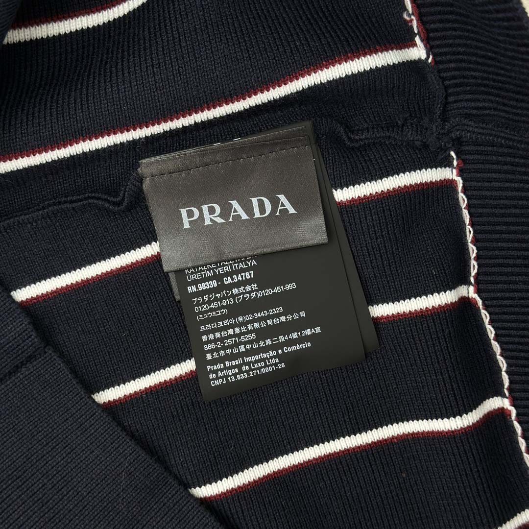 Prada Navy Striped Wool Cardigan - EUR FASHION