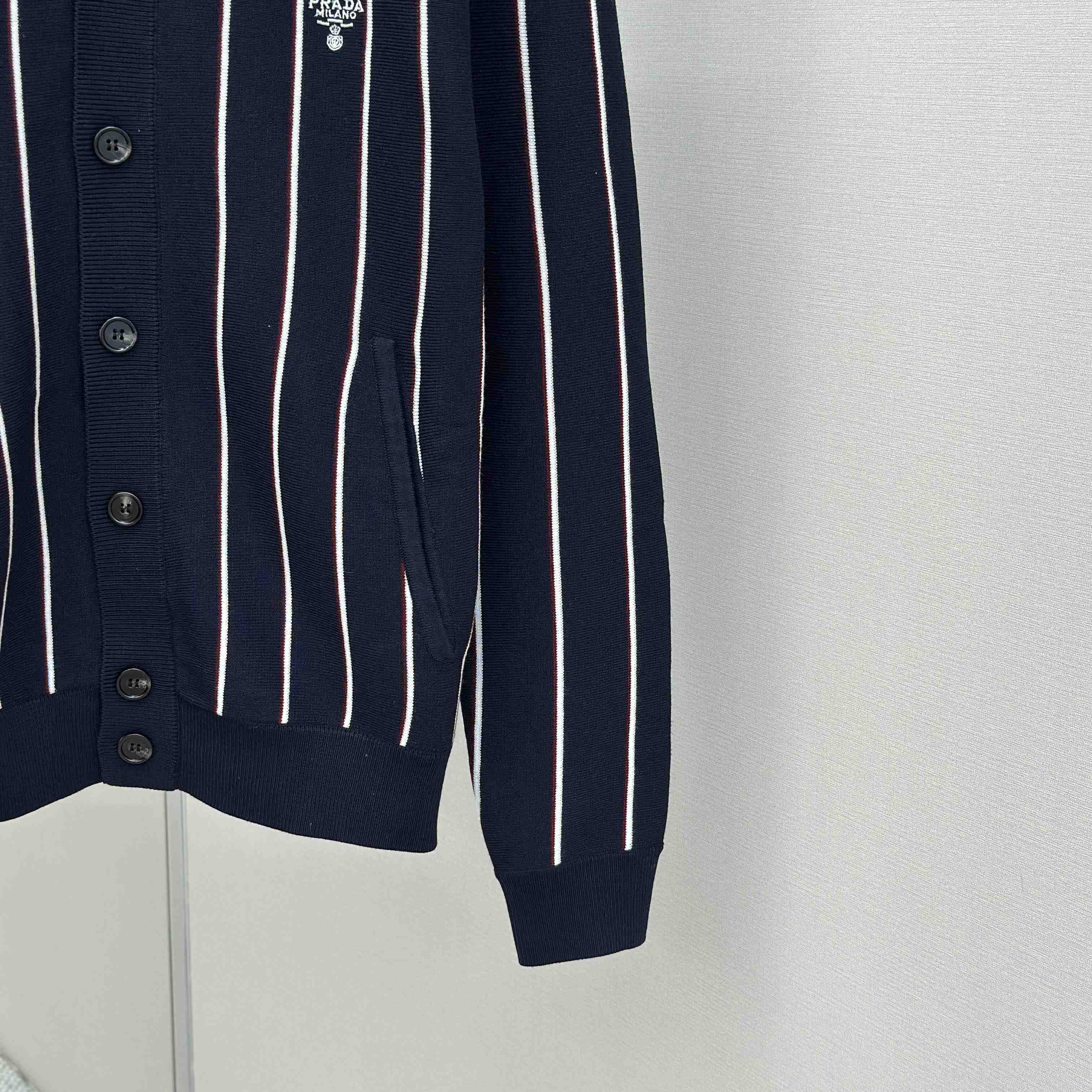 Prada Navy Striped Wool Cardigan - EUR FASHION