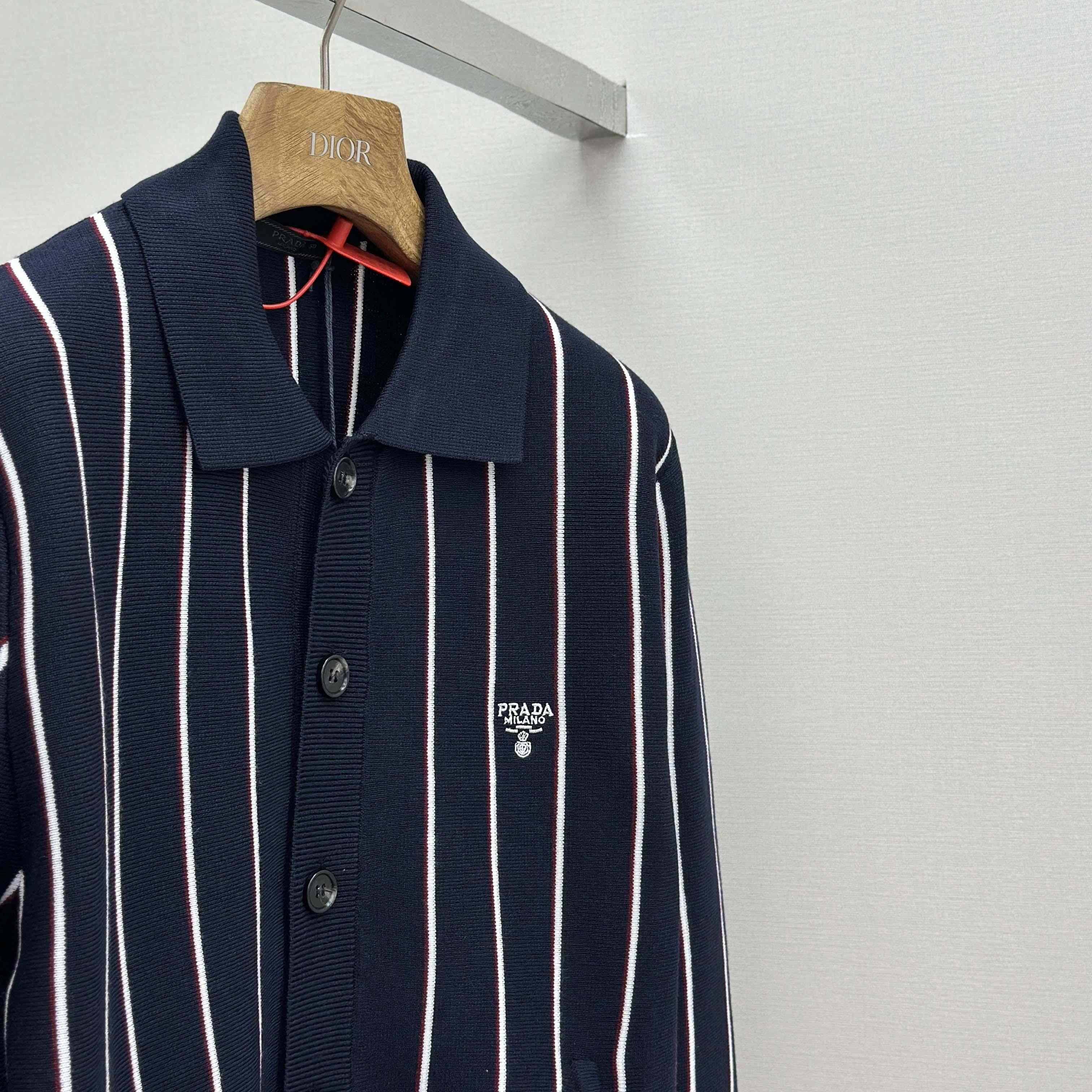 Prada Navy Striped Wool Cardigan - EUR FASHION