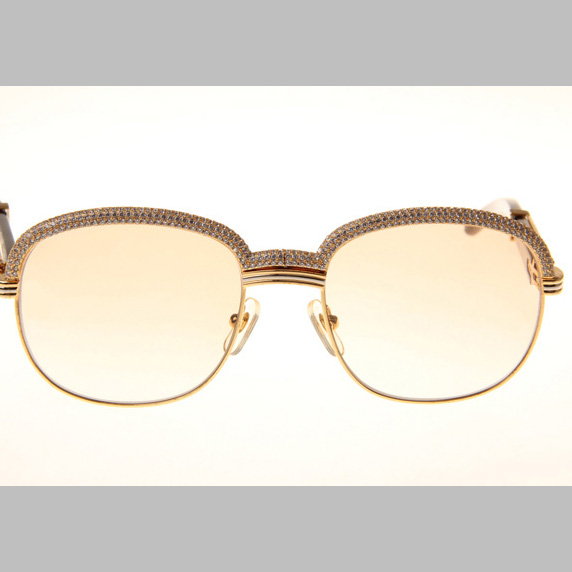 Cartier CT_1116679 Diamond White Mix Black Buffalo Sunglasses In Gold Brown - EUR FASHION