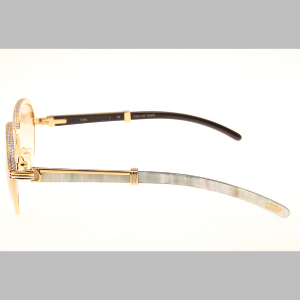 Cartier CT_1116679 Diamond White Mix Black Buffalo Sunglasses In Gold Brown - EUR FASHION
