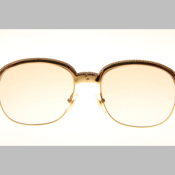 Cartier CT_1116679 Diamond White Mix Black Buffalo Sunglasses In Gold Brown - EUR FASHION