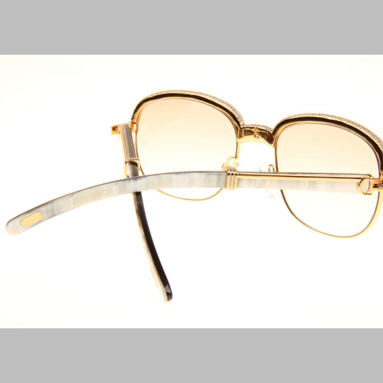 Cartier CT_1116679 Diamond White Mix Black Buffalo Sunglasses In Gold Brown - EUR FASHION
