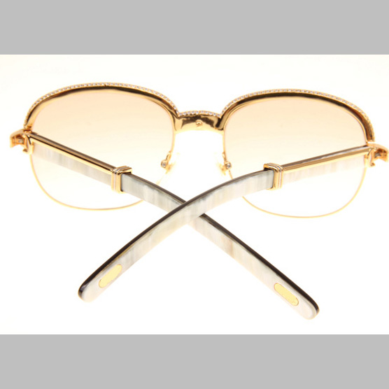 Cartier CT_1116679 Diamond White Mix Black Buffalo Sunglasses In Gold Brown - EUR FASHION